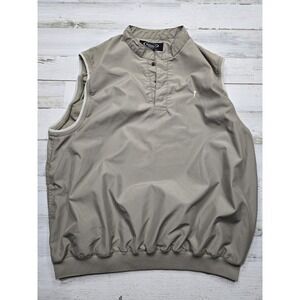Austin Golf Tour Collection Mens Large Tan Wind Vest Pullover Mock Neck Snap L